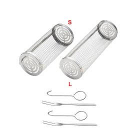 BBQ Cage Stainless Steel Rolling Grilling Basket for Use Outdoor (Color: As pic show, Type: Style A)